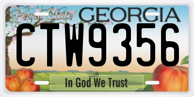 GA license plate CTW9356