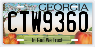 GA license plate CTW9360