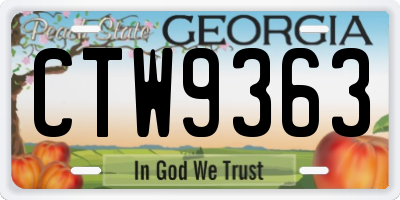 GA license plate CTW9363