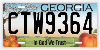 GA license plate CTW9364