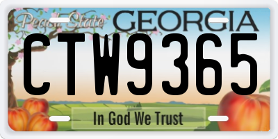 GA license plate CTW9365