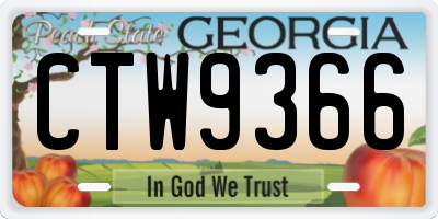 GA license plate CTW9366