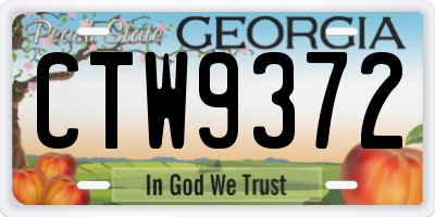 GA license plate CTW9372
