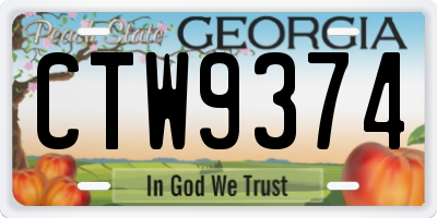 GA license plate CTW9374