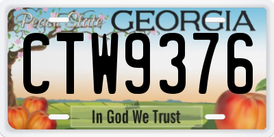 GA license plate CTW9376