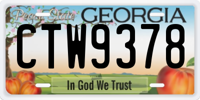 GA license plate CTW9378