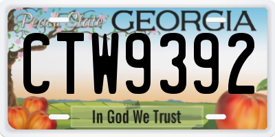 GA license plate CTW9392