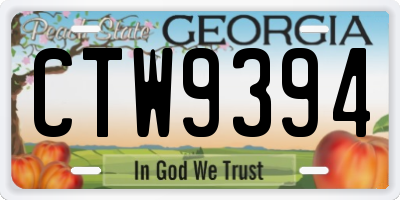 GA license plate CTW9394