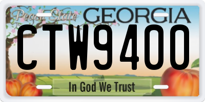 GA license plate CTW9400