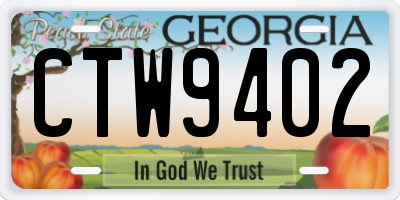 GA license plate CTW9402