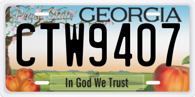GA license plate CTW9407