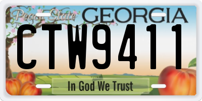 GA license plate CTW9411