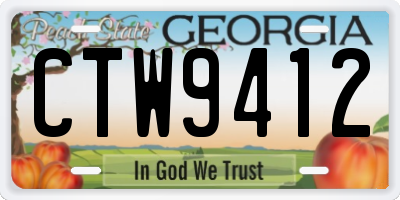 GA license plate CTW9412