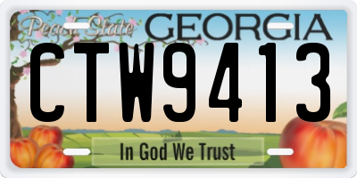 GA license plate CTW9413