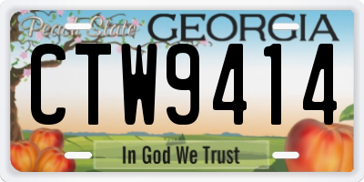 GA license plate CTW9414