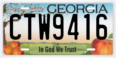 GA license plate CTW9416