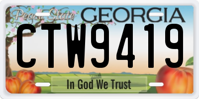 GA license plate CTW9419
