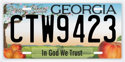 GA license plate CTW9423