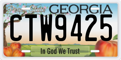 GA license plate CTW9425