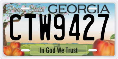 GA license plate CTW9427