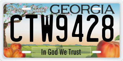 GA license plate CTW9428