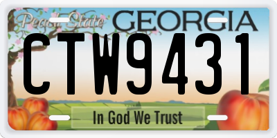GA license plate CTW9431