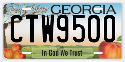 GA license plate CTW9500