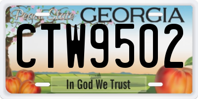 GA license plate CTW9502