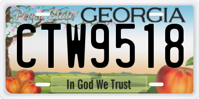 GA license plate CTW9518