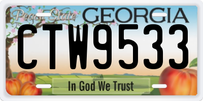 GA license plate CTW9533