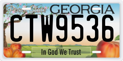 GA license plate CTW9536