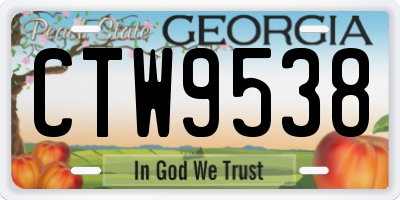GA license plate CTW9538