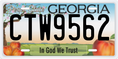 GA license plate CTW9562