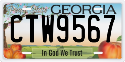 GA license plate CTW9567