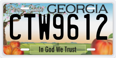 GA license plate CTW9612