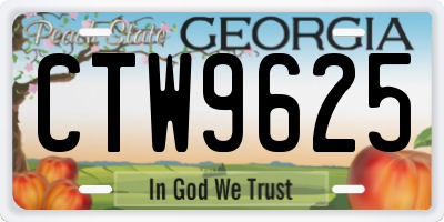 GA license plate CTW9625