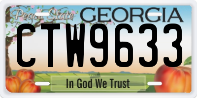 GA license plate CTW9633