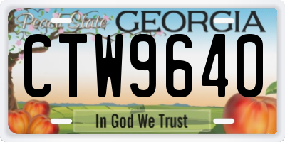 GA license plate CTW9640