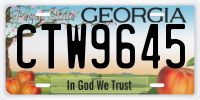 GA license plate CTW9645