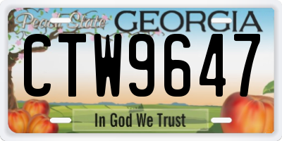 GA license plate CTW9647