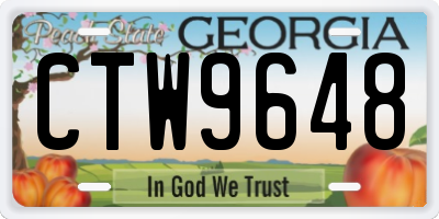 GA license plate CTW9648