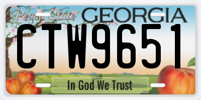 GA license plate CTW9651