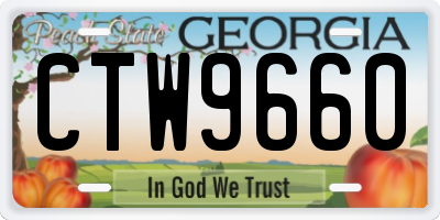 GA license plate CTW9660