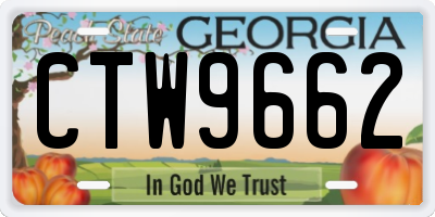 GA license plate CTW9662