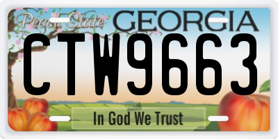GA license plate CTW9663