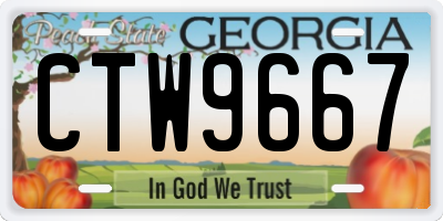 GA license plate CTW9667