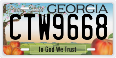 GA license plate CTW9668