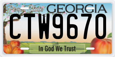 GA license plate CTW9670