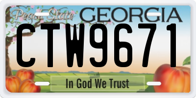 GA license plate CTW9671