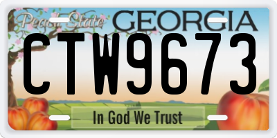 GA license plate CTW9673
